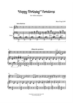 Happy Birthday Variations for Violin and Piano