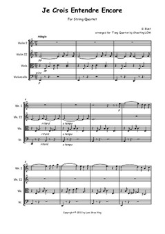 Bizet's Je Crois Entendre Encore, arranged for String Quartet